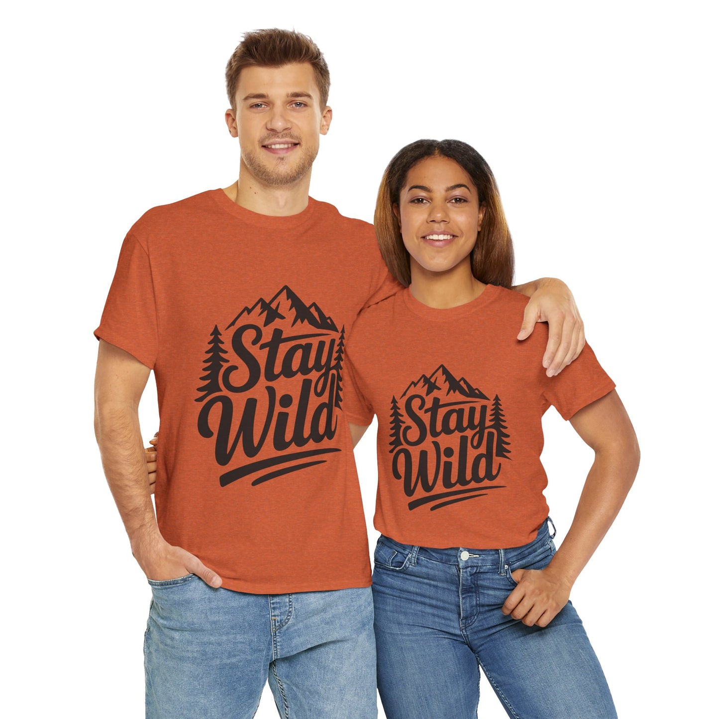 Stay Wild Adventure Tee, Unisex Heavy Cotton Tee for Nature Lovers, Camping, Hiking, Gifts for Outdoorsy Friends, Nature Graphic Tee