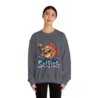 Selfish Womens Sweatshirt, Funny Selfie Pullover, Cute Ocean Pun Sweater, Playful Sea Life Gift, Fun Gift for Fish Lovers, Fishing Apparel