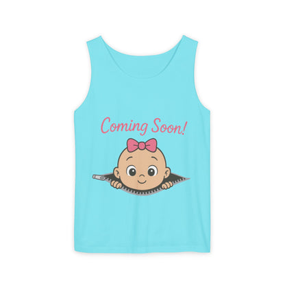 Coming Soon Maternity Tank Top, Cute Baby Girl Pregnancy Announcement Shirt, Expecting Mom Gift, Gender Reveal Tee, Baby Shower Gift