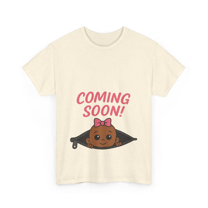 Coming Soon Maternity Tee, Cute Baby Girl Pregnancy Announcement Tee, Funny Expecting Mom Gift, Gender Reveal Tee, Baby Shower Top