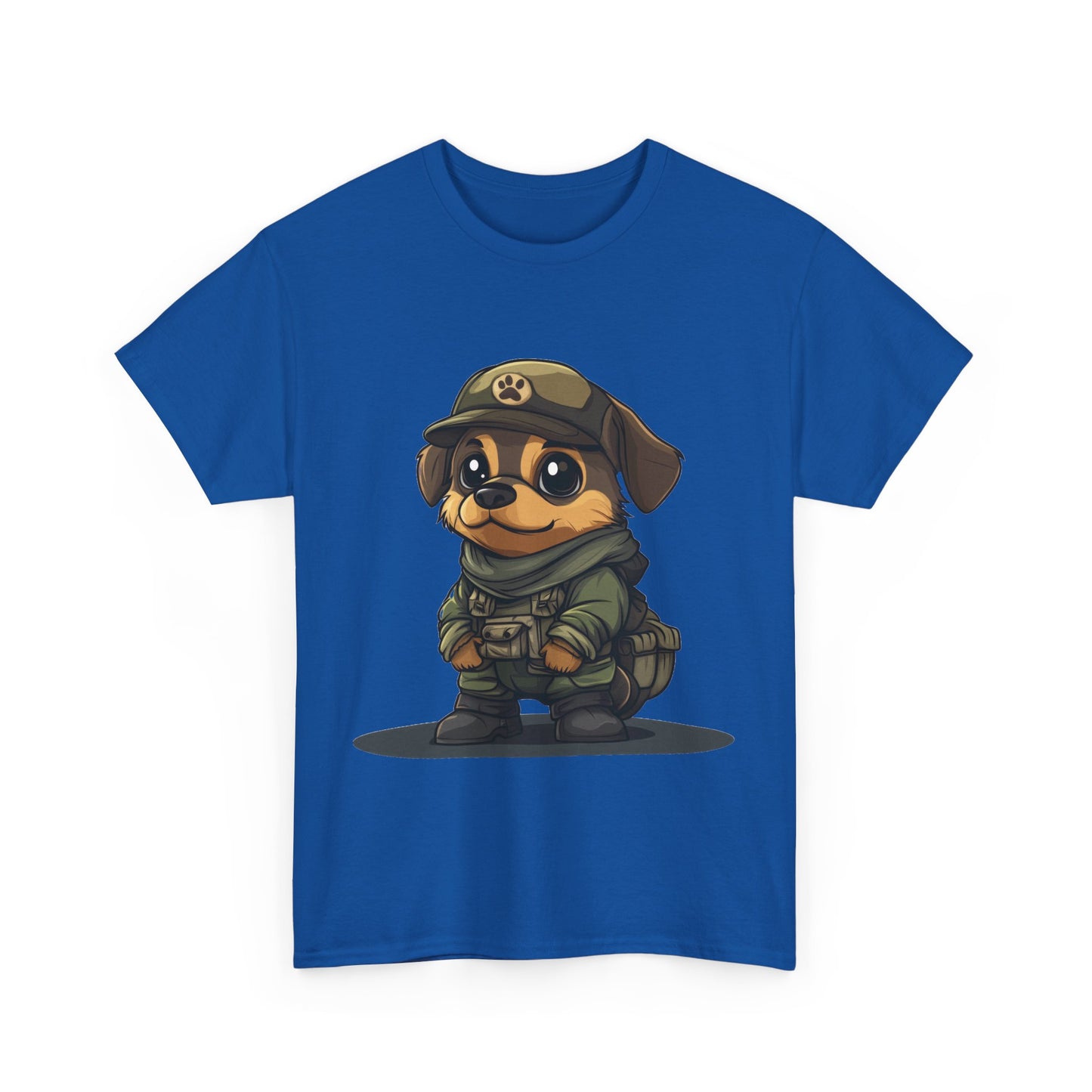 Funny Dog Soldier Tee, Cute Military Dog Cartoon Unisex Heavy Cotton Tee , Pet Lover Gift, Gift for Dog Owners, Gift for Army Fans
