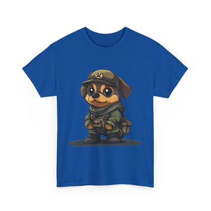 Funny Dog Soldier Tee, Cute Military Dog Cartoon Unisex Heavy Cotton Tee , Pet Lover Gift, Gift for Dog Owners, Gift for Army Fans
