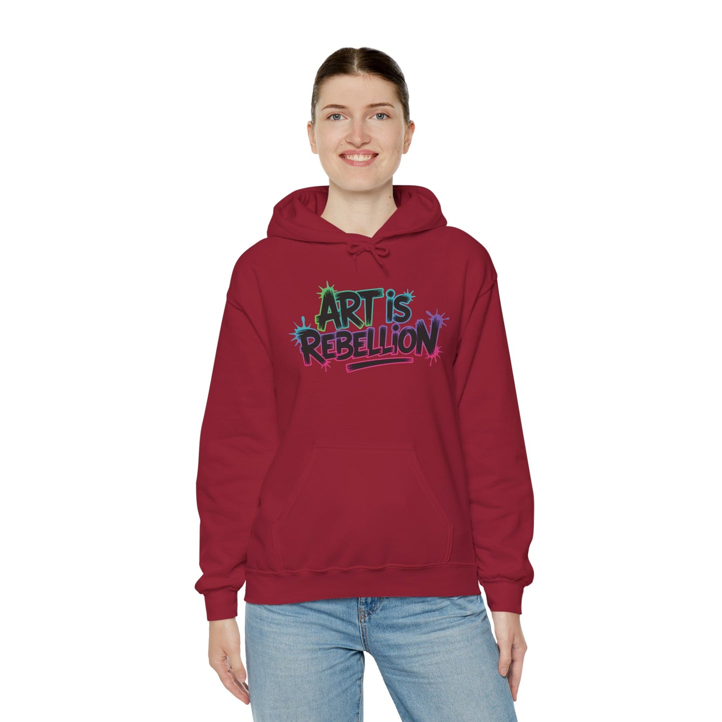 Art Is Rebellion Hoodie, Women's Graffiti Street Art Hooded Sweatshirt, Rebel Graphic Statement Pullover, Heavy Blend™ Hooded Sweatshirt