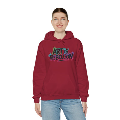 Art Is Rebellion Hoodie, Women's Graffiti Street Art Hooded Sweatshirt, Rebel Graphic Statement Pullover, Heavy Blend™ Hooded Sweatshirt