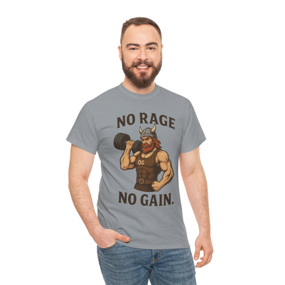 No Rage No Gain Viking Gym Shirt, Funny Muscle Workout Tee, Barbarian Fitness T-Shirt for Men, Powerlifting Humor Shirt, Viking Lifting Gift