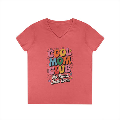 Cool Mom Club V-Neck T-Shirt, Fun Mom Shirt, Gift for Moms, Casual Graphic Tee, Mother's Day Gift, No Rules Just Love