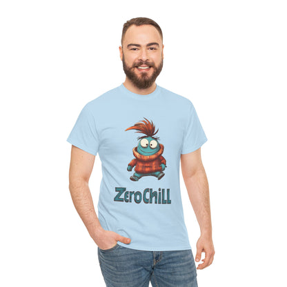 Zero Chill Funny Cartoon Character Tee, Quirky Cute Monster Shirt, Chill Vibes Humor Gift, Fun Cartoon T-Shirt, Chill Vibe Shirt