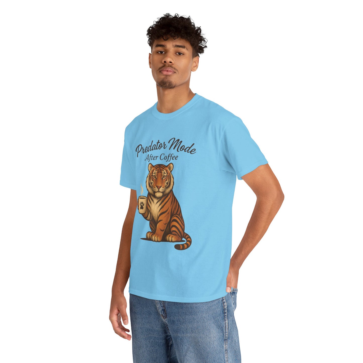 Predator Mode After Coffee Tiger Shirt, Funny Coffee Lover Tee, Mens Caffeine Graphic Tee, Morning Motivation Tiger Shirt,Coffee Addict Gift