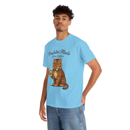 Predator Mode After Coffee Tiger Shirt, Funny Coffee Lover Tee, Mens Caffeine Graphic Tee, Morning Motivation Tiger Shirt,Coffee Addict Gift