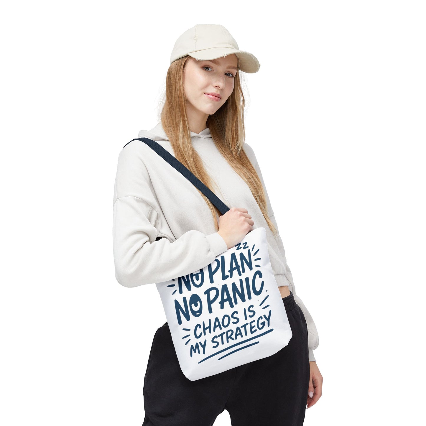 Funny Quote Tote Bag, Reusable Grocery Bag, Gift for Students, Beach Tote, Everyday Tote, Chaos Strategy Bag, Unique Shopping Bag