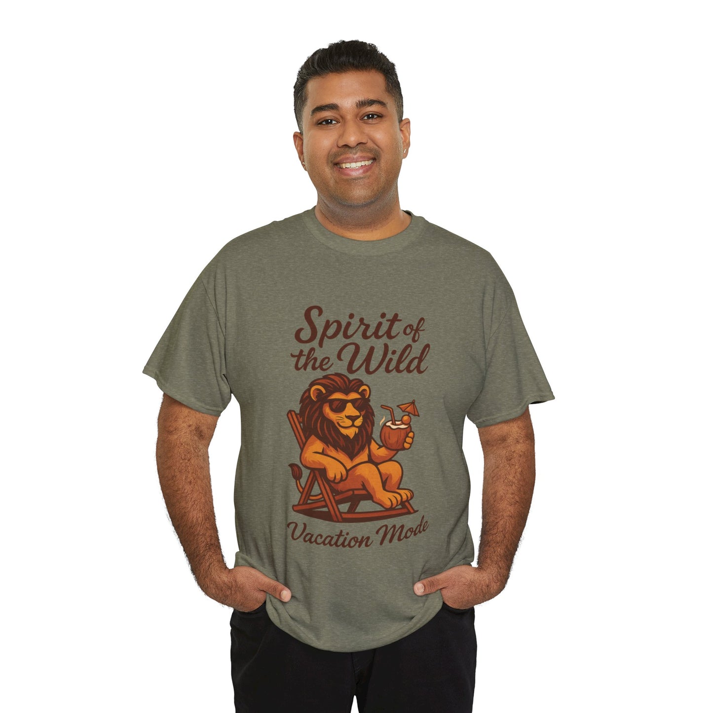 Spirit of the Wild Lion Shirt for Men - Vacation Mode Funny Summer Tee - Relaxed Jungle King Graphic, Vacation Mode, Perfect for Vacations