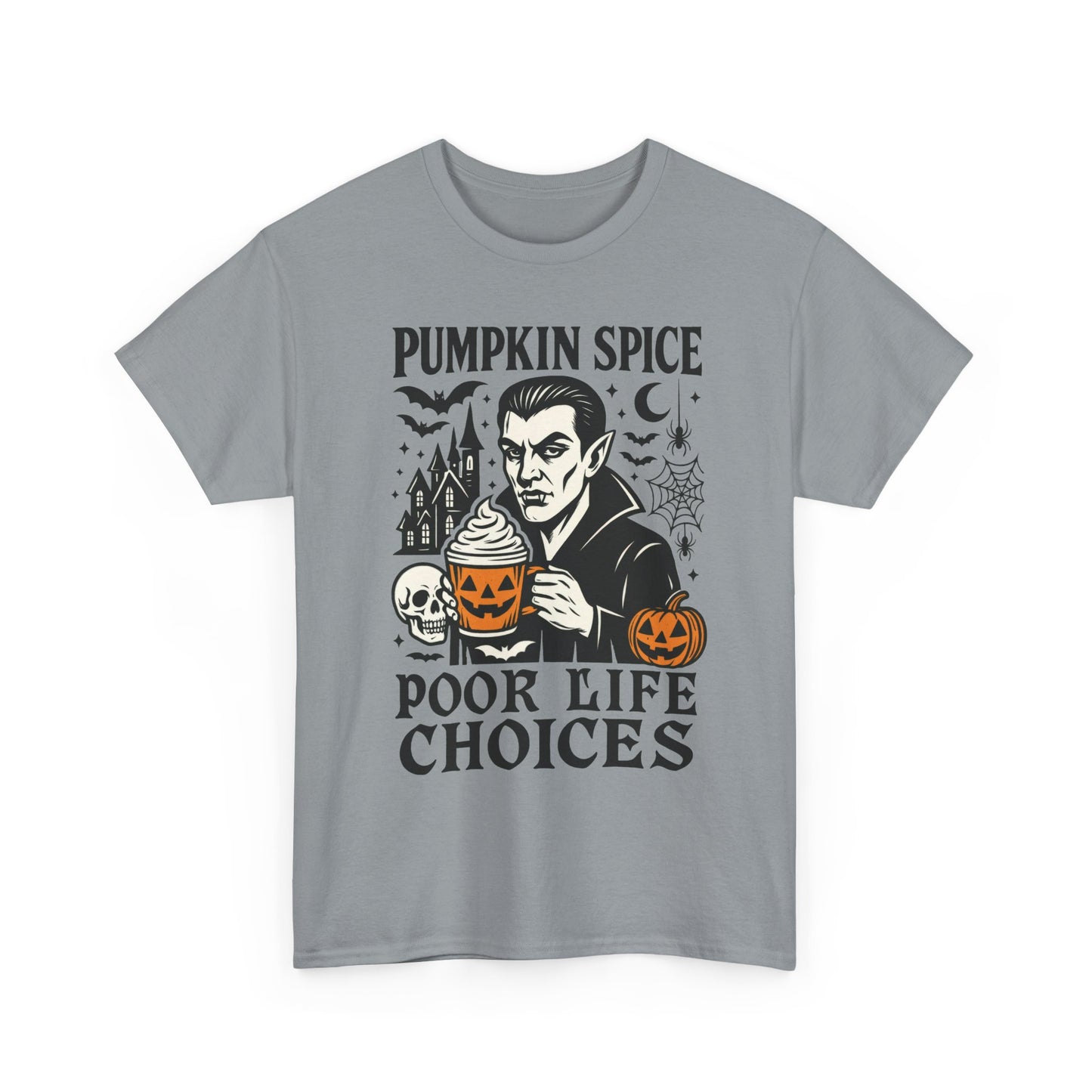 Pumpkin Spice Poor Life Choices Men's T-Shirt, Funny Vampire Coffee Halloween Graphic Tee