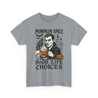 Pumpkin Spice Poor Life Choices Men's T-Shirt, Funny Vampire Coffee Halloween Graphic Tee