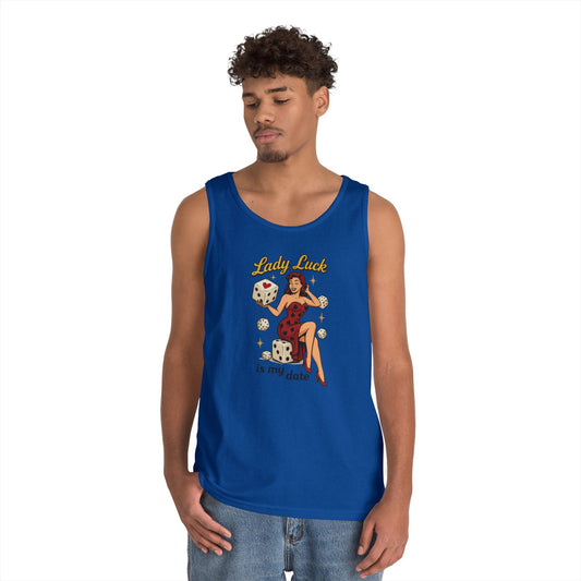Lucky Me Tank Top, Retro Lady Luck Tee for Men, Gambling & Dice Themed Tee, Vintage Pin-Up Vegas Gift, Good Luck Gifts, for Luck Enthusiasts
