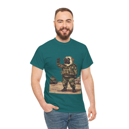 Cute Army Bulldog Tee, Funny Dog Army Pug Men's Heavy Cotton Tee, Pet Lovers Gift, Military Humor Clothing, Dog Dad T-Shirt