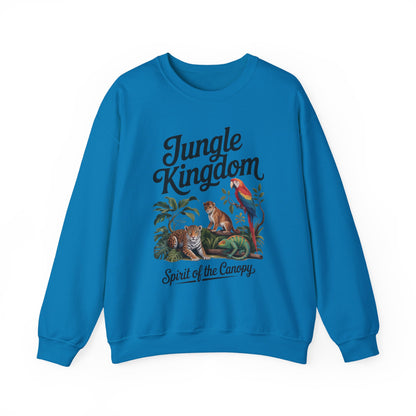 Jungle Kingdom Mens Sweatshirt, Cozy Jungle Crewneck, Nature Lover Gift, Wildlife Artwork, Eco-Conscious Apparel, Animal Enthusiast Clothing