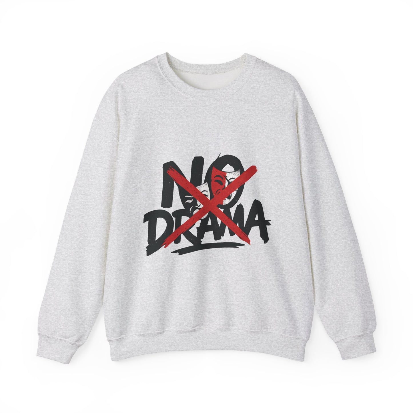 No Drama Mens Crewneck Sweatshirt, Casual Everyday Wear, Gift for Friends, Relaxed Vibes, Comfortable Fashion