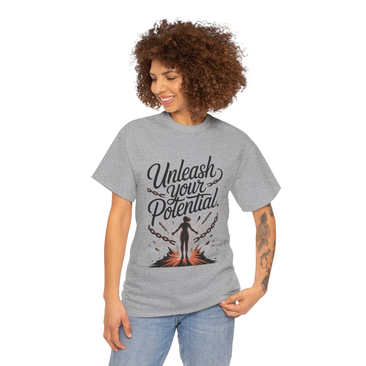 Unleash Your Potential Women's Tee, Motivational T-Shirt, Inspirational Cotton Tee, Gift for Gym Lovers, Positive Energy Top