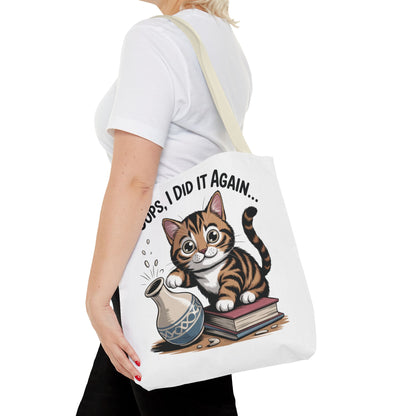 Cat-Themed Tote Bag, "Oops, I Did It Again", Perfect Gift for Cat Lovers, Pet Owners, Birthday, or Everyday Use, Large Tote Bag, beach bag
