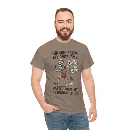Skeleton Runner Tee for Men, Undead Jogging Club Shirt, Halloween T-Shirt, Gift for Runners, Anxiety Humor Gift