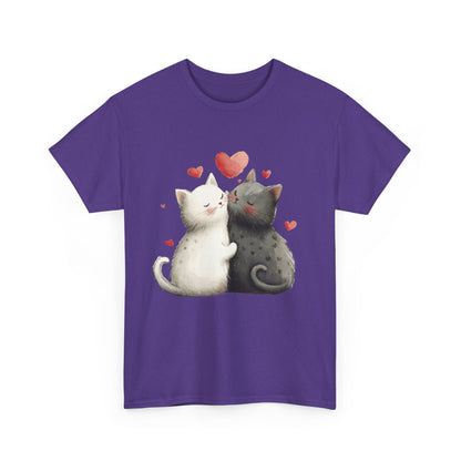 Cute Cat Love T-Shirt, Adorable Feline Couple Tee, Gift for Cat Lovers, Valentine's Day Shirt, Cozy Everyday Wear, Cat Mom T-Shirt