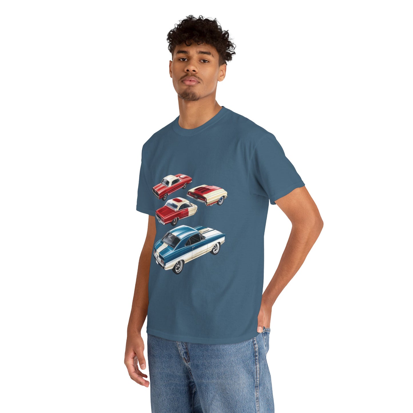 Vintage Muscle Car T-Shirt, Mens Cotton Tee with Retro American Classic Car Illustration, Gift for Car Lovers, Classic Car Graphic Tee