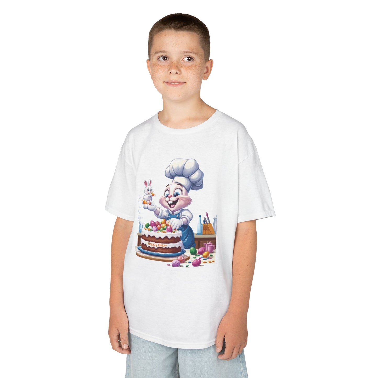 Pastry Chef Easter Bunny T-Shirt - Cute Spring Tee with Chef Bunny and Colorful Cake, Fun Holiday Gift for Kids and Bunny Lovers