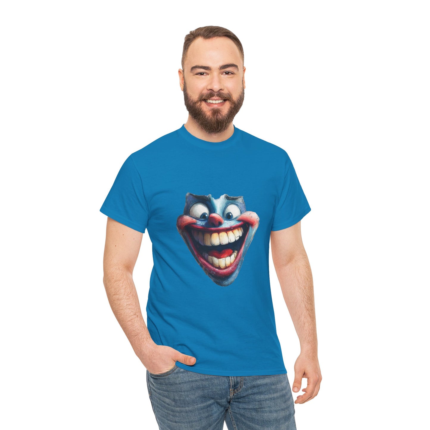 Funny Clown Face Unisex Heavy Cotton Tee, Creepy Clown Face T-Shirt, Humor T-Shirt,Clown Theme Shirt, Funny Horror Graphic Tee