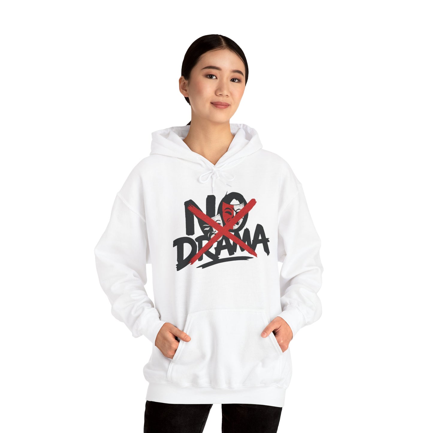 No Drama Womens Hooded Sweatshirt, Cozy Hoodie, Casual Gift, Relaxed Style, Everyday Wear, Funny Sweatshirt