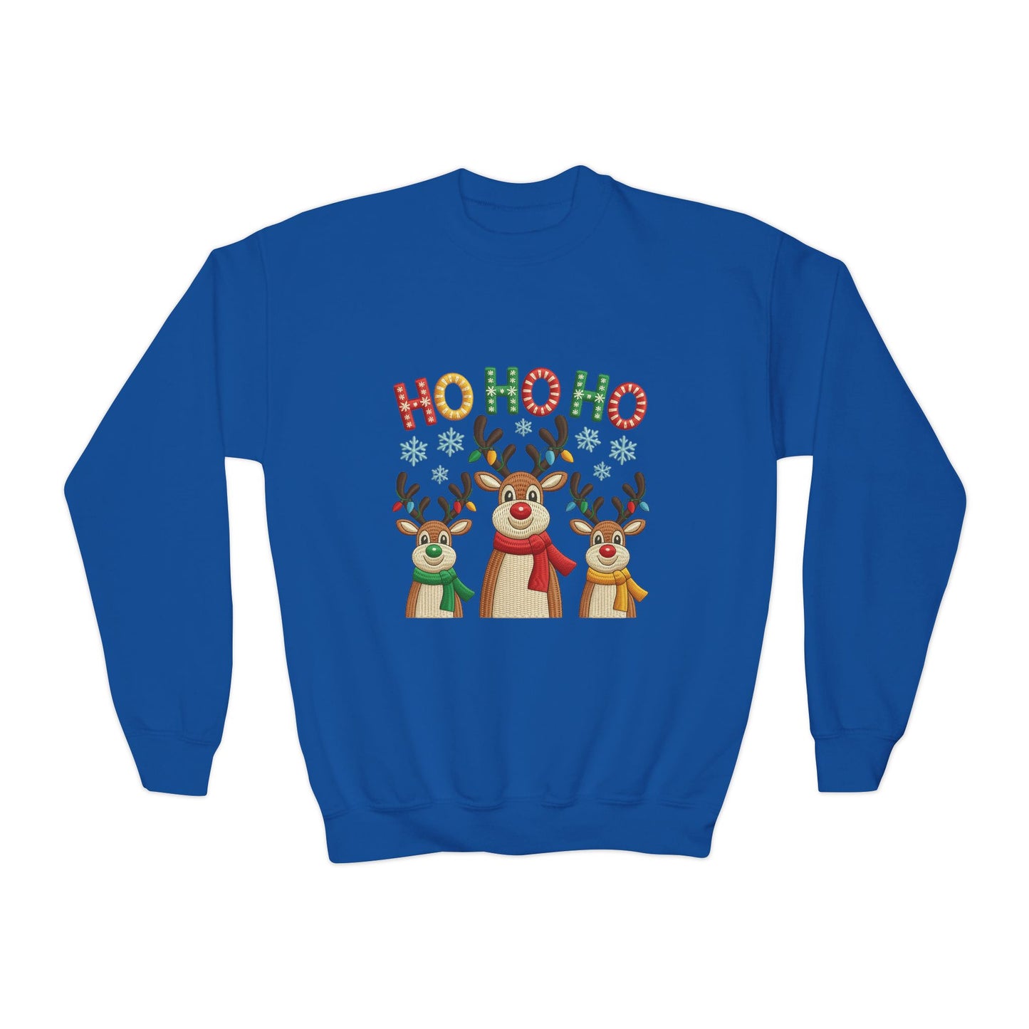 Ho Ho Ho Reindeer Sweatshirt for Girls, Cute Kids Christmas Pullover