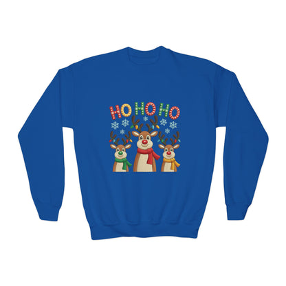Ho Ho Ho Reindeer Sweatshirt for Girls, Cute Kids Christmas Pullover