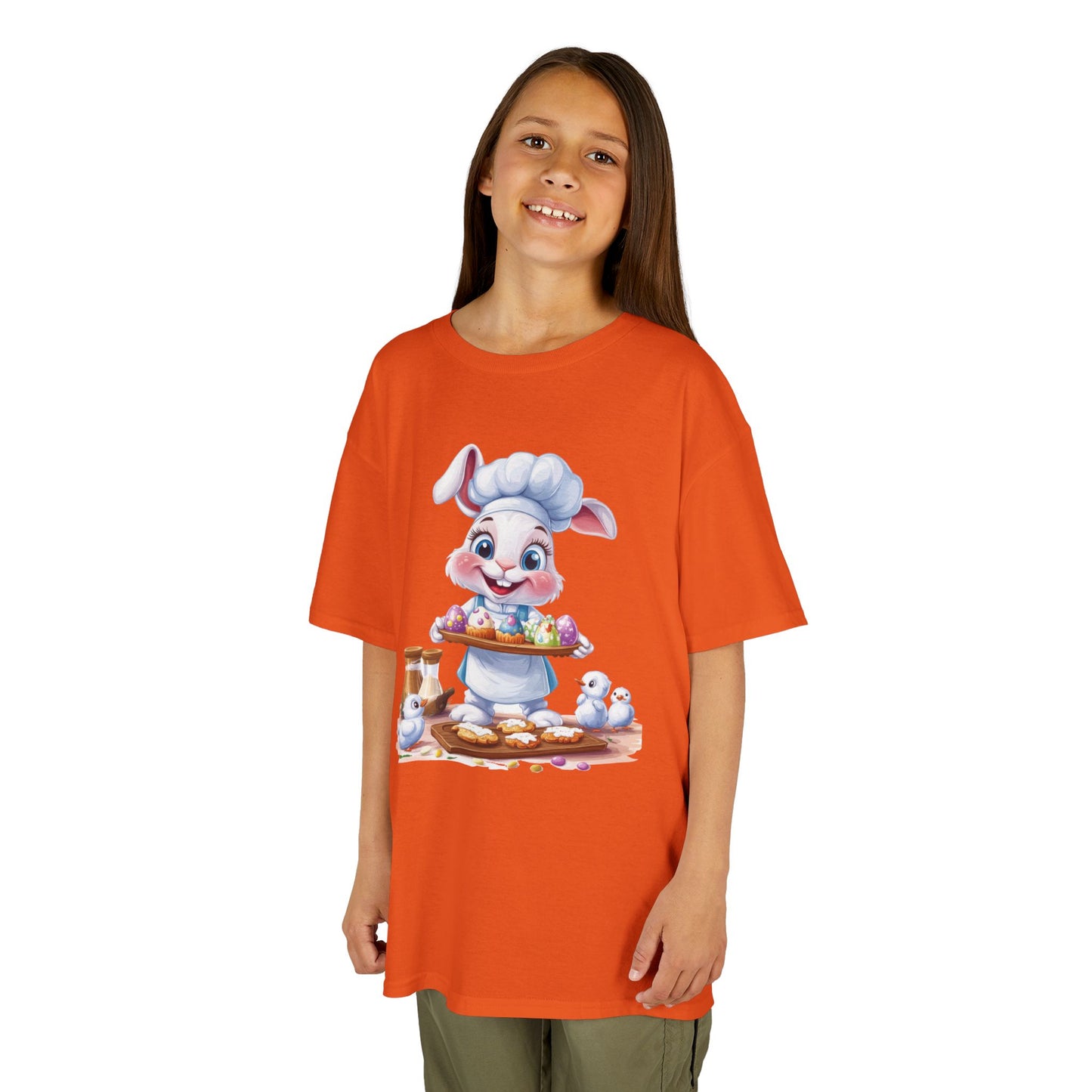 Easter Bunny Chef Kids T-Shirt, Cute Spring Baking Tee with Eggs, Toddler Easter Outfit, Bunny Holding Egg Tray Tee, Cute Animal Design
