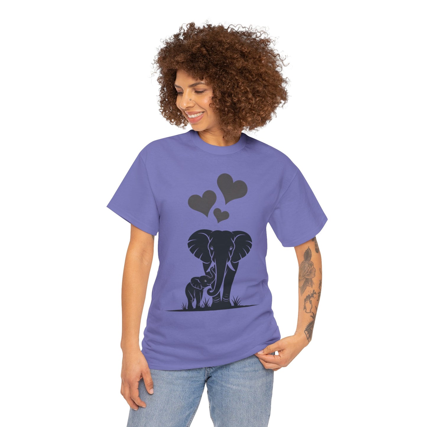 Elephant Mom and Baby T-Shirt, Elephant Love Cotton Tee, Cute Animal Shirt, Animal Lover Gift, Cute Minimalist Elephant Design