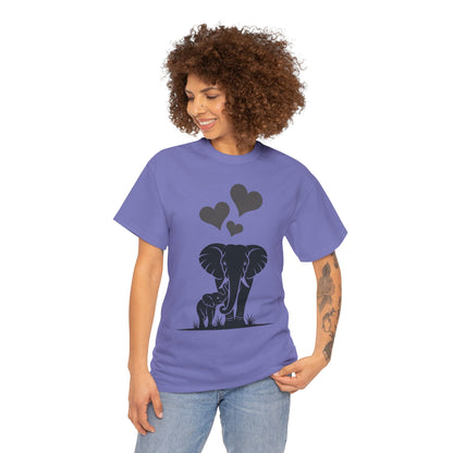 Elephant Mom and Baby T-Shirt, Elephant Love Cotton Tee, Cute Animal Shirt, Animal Lover Gift, Cute Minimalist Elephant Design