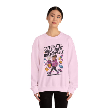 Caffeinated Mom Sweatshirt, Funny Mom Life Quote,  Mother's Day Gift,New Mother Tired Mother Gift, Coffee Lover Gift, Coffee Addict Mom