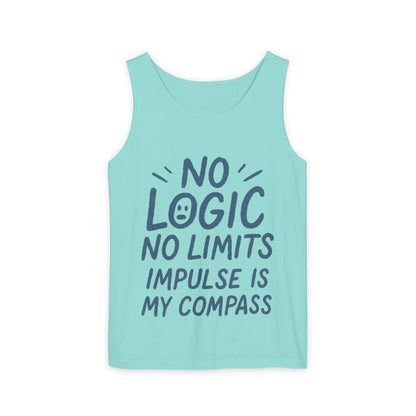 Funny No Logic Womens Tank Top, No Limits Impulse Quote, Carefree Graphic Tee, Gym Apparel for Women, Fitness Gift, Casual Summer Top