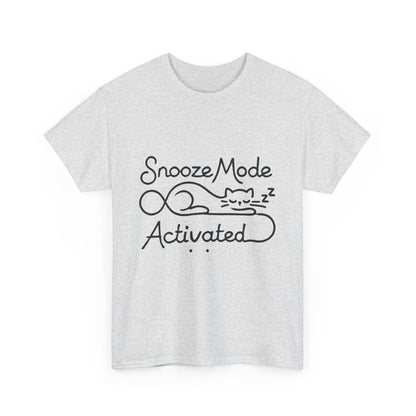 Cotton T-Shirt for Cat Lovers, Funny Sleeping Cat Tee,  Lazy Mood Graphic, Women's Heavy Cotton T-Shirt Gift for Cat Lovers