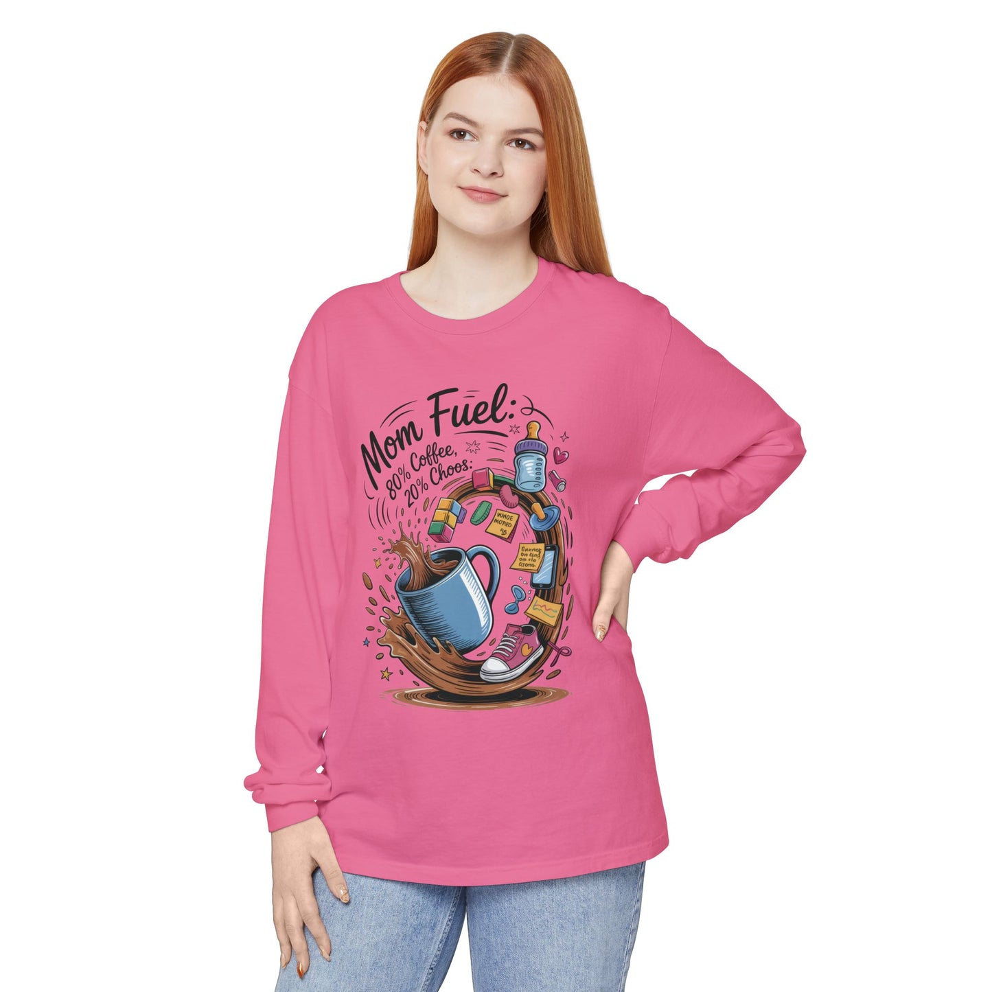 Mom Fuel Long Sleeve T-Shirt, Coffee Lovers Gift, Mother's Day Apparel, Cute Mom Shirt, Coffee Lover Mom Life Top, Coffee Lover's Tee