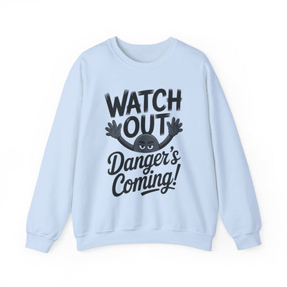 Mens Casual Crewneck Sweatshirt with Warning Message, Funny Gift for Friends, Cozy Layer for Everyone, Great for Halloween, Fall