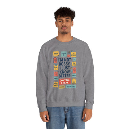 Funny Mens Control Freak Sweatshirt, Sarcastic Crewneck Gift for Him, Perfect Gift for Bossy Friends