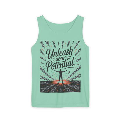 Men's Motivational Tank Top, "Unleash Your Potential" Graphic, Inspirational Gym Wear, Fitness Apparel, Summer Top, Gift for Him