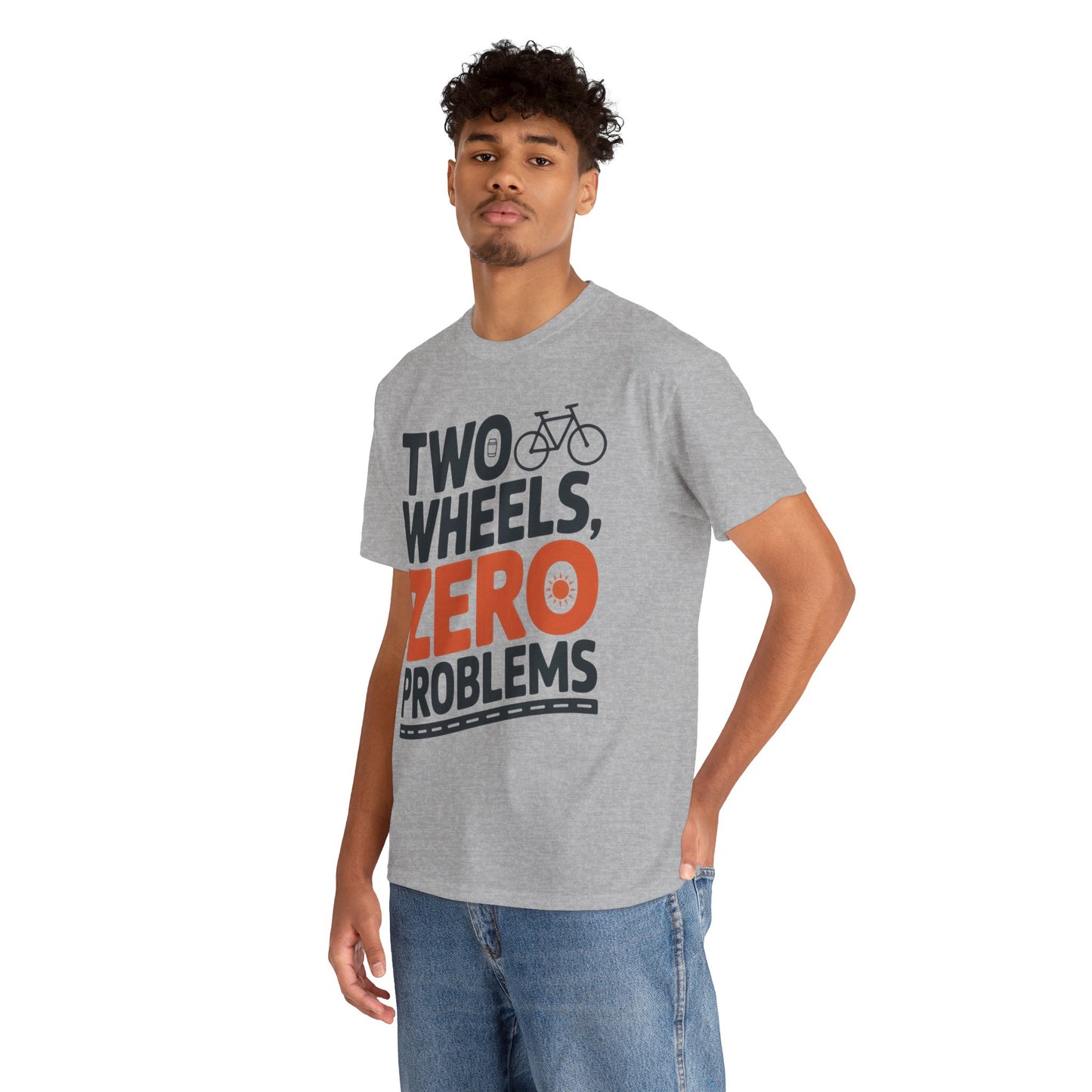 Two Wheels Zero Problems Mens Graphic Biker T-Shirt, Bike Humor Tee, Biker Gift