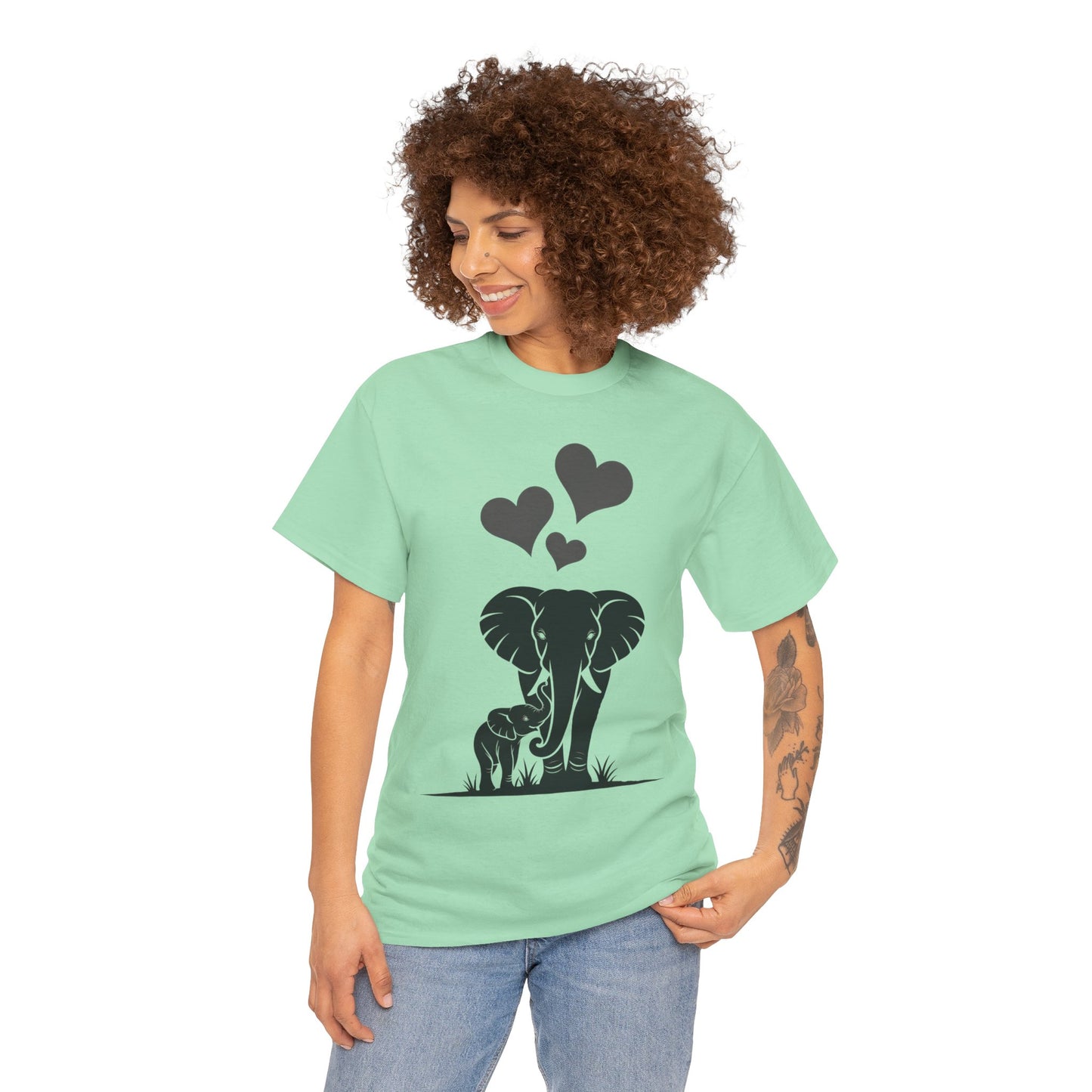 Elephant Mom and Baby T-Shirt, Elephant Love Cotton Tee, Cute Animal Shirt, Animal Lover Gift, Cute Minimalist Elephant Design