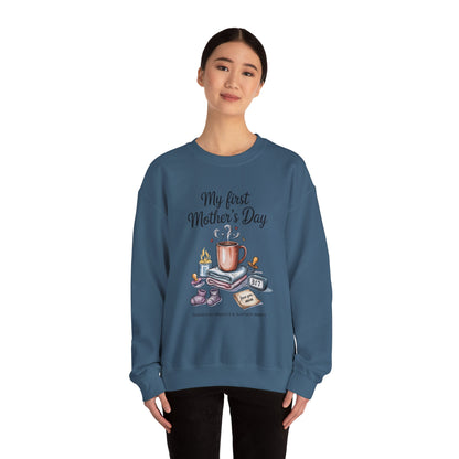 My First Mother's Day Sweatshirt, Cozy Crewneck for Moms, Gift for New Mothers, Baby Shower Tee, Snuggles & Sleepless Nights