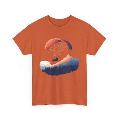 Paragliding Adventure T-Shirt, Mountain Landscape Tee, Nature Travel Lover Shirt, Outdoor Hiking Gift, Unisex Heavy Cotton Tee