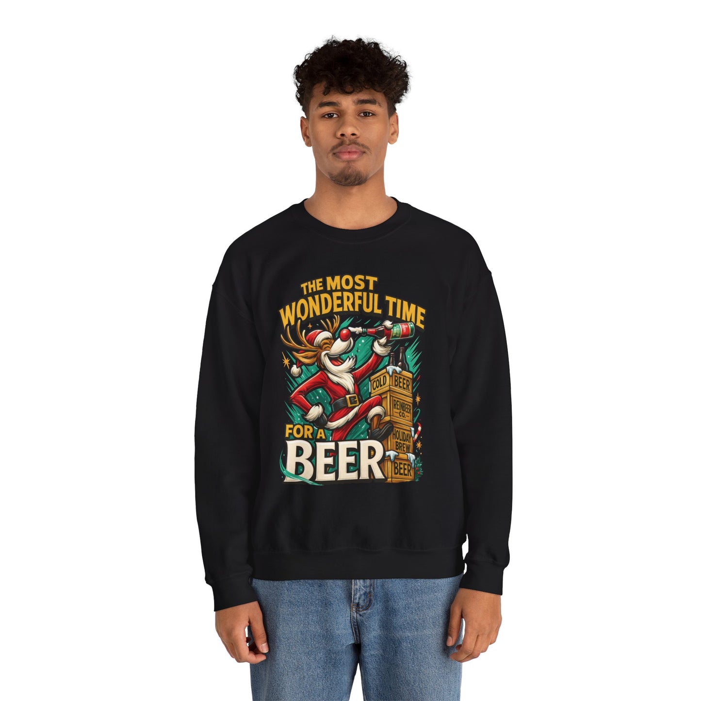 Funny Christmas Beer Sweatshirt, The Most Wonderful Time for a Beer