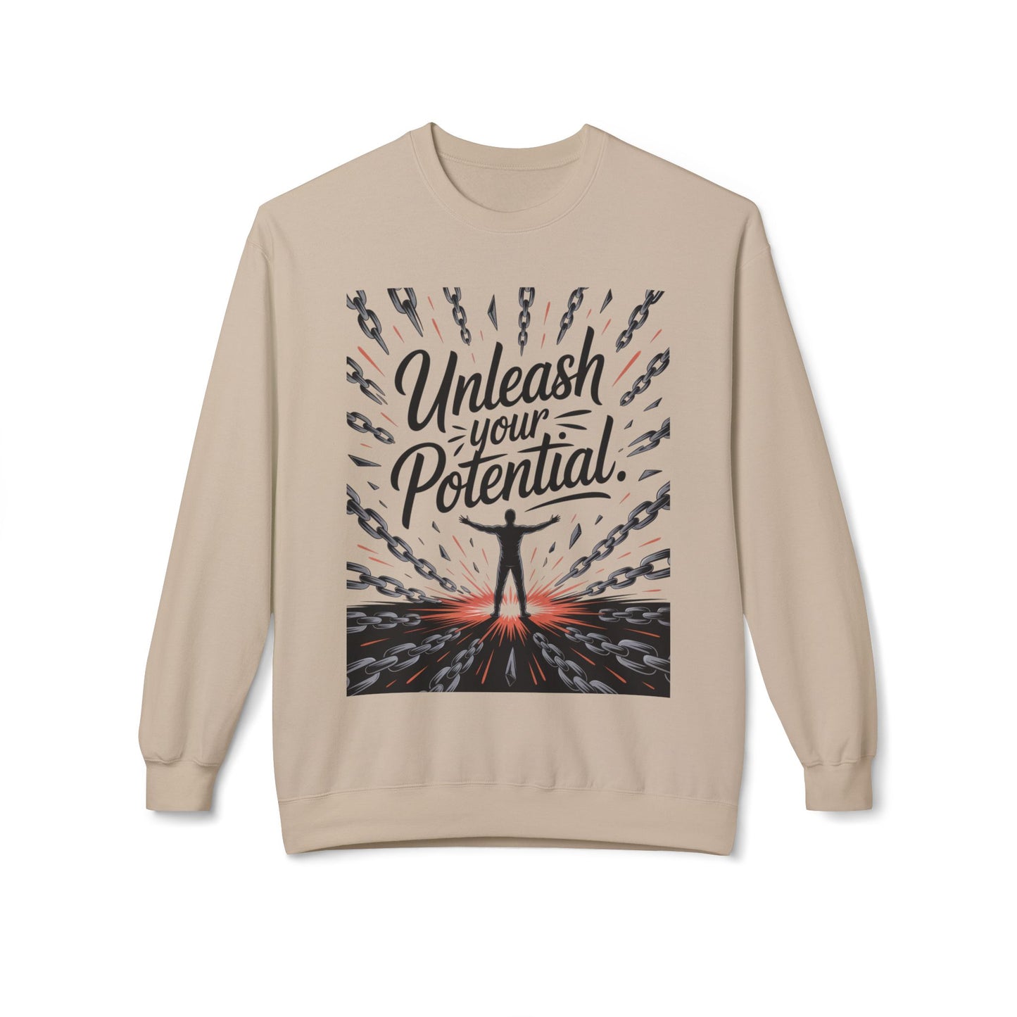 Unleash Your Potential Men's Sweatshirt, Motivational Crewneck, Inspirational Gift For Men, Gift for Graduates, Personal Growth Apparel