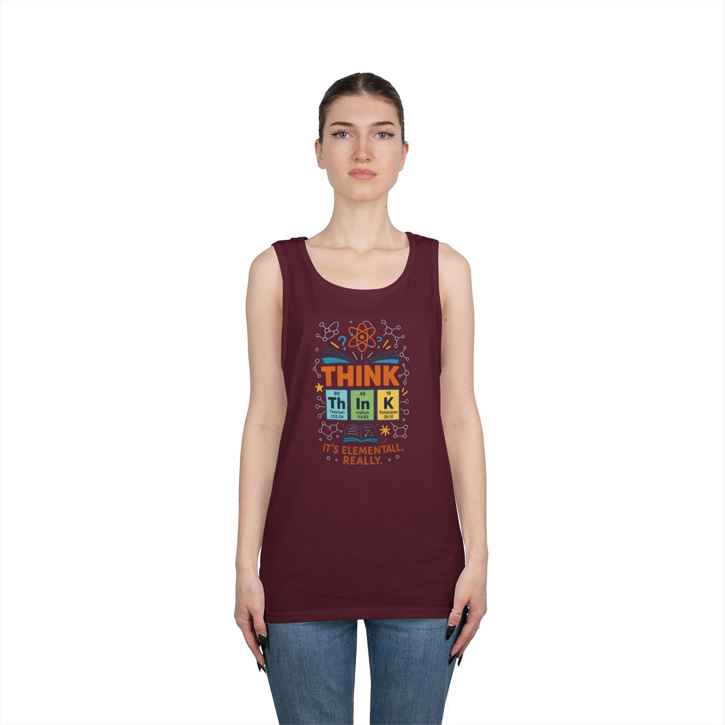 Think Tank Top for Men, Nerdy Chemistry Shirt, Periodic Table Funny Science Tank, Geeky STEM Gift for Him, Science Lovers Gift