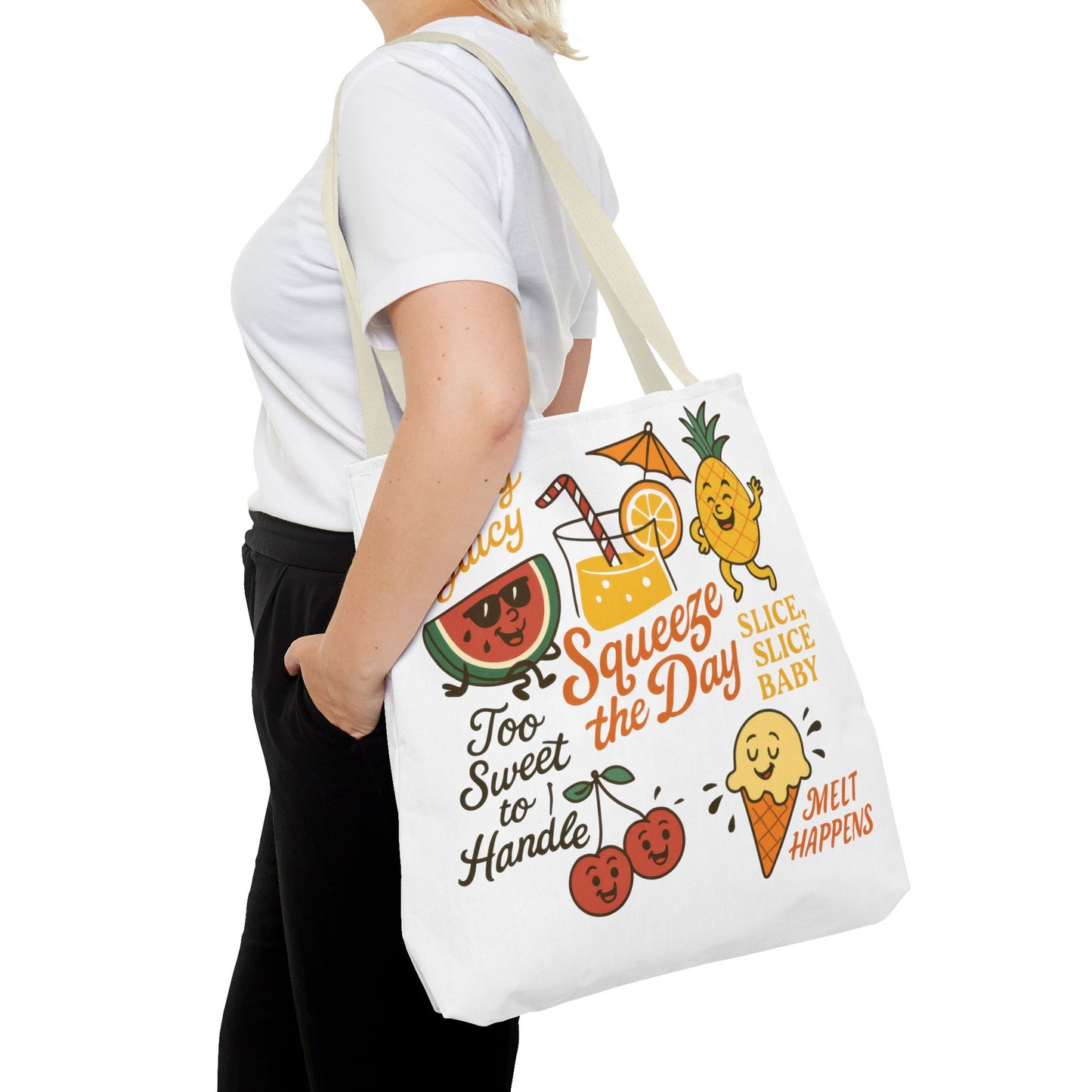 Juicy Summer Tote Bag, Fun Beach Carryall, Perfect for Grocery Shopping, Reusable Market Tote, Cute Gift for Fruit Lovers, Large Tote Bag