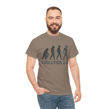 Evolution 2.0 Futuristic Robot Human Evolution T-Shirt, Cyberpunk Tech Graphic Tee for Men, Modern AI Inspired Sci-Fi Shirt